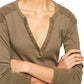 Free People Feminino Militar Mix Henley Tamanho Verde Tamanho Médio