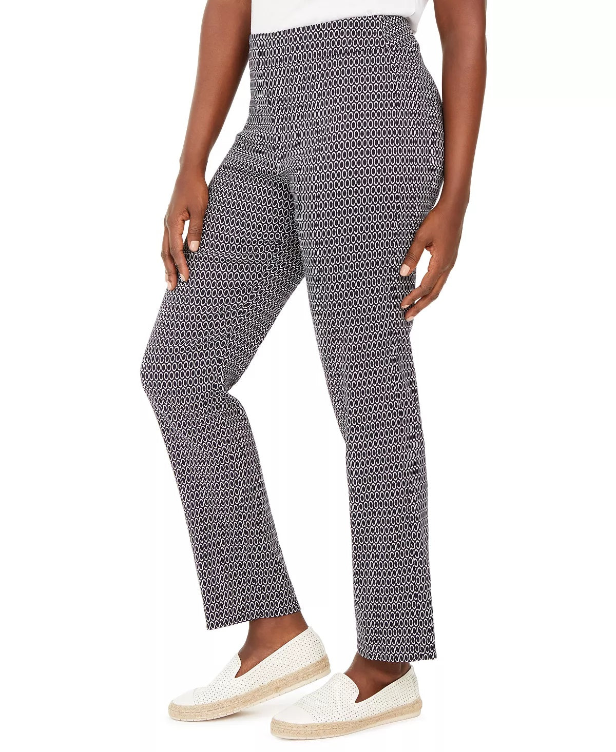 Calça feminina JM Collection Petite Oval com estampa Jacquard Azul Tamanho Petite Pequeno