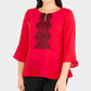 Blusa peplum feminina com renda frontal, tamanho pequeno, vermelho, da NY Collection, tamanho XL