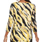 JM Collection Blusa feminina estampada com manga 3/4 e decote redondo, tamanho pequeno, dourada