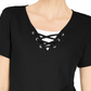 Karen Scott Top Feminino com Cadarço e Camadas, Preto, Tamanho Pequeno