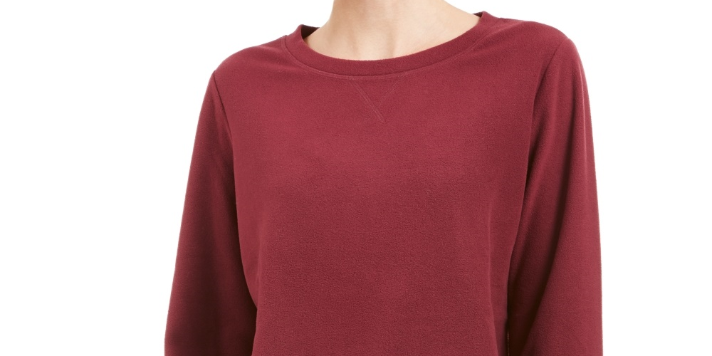Karen Scott Top feminino de microfibra Petite Roxo Tamanho Petit X-Large