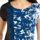 Camiseta feminina Alfani estampada com bainha redonda, azul, tamanho P