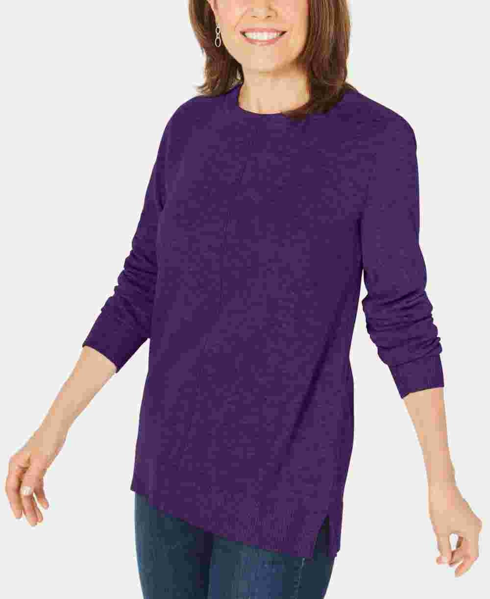 Karen Scott Suéter Feminino Gola Redonda Manga Longa Roxo Tamanho XS