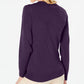 Blusa feminina Karen Scott lisa, manga comprida, gola redonda, roxa, tamanho pequeno