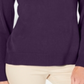 Blusa feminina Karen Scott lisa, manga comprida, gola redonda, roxa, tamanho pequeno