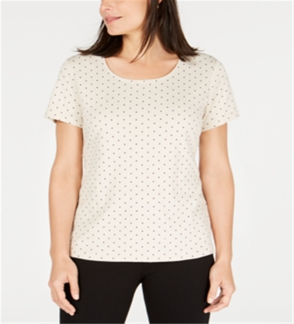 Camiseta feminina Karen Scott com decote redondo, marrom, tamanho extragrande