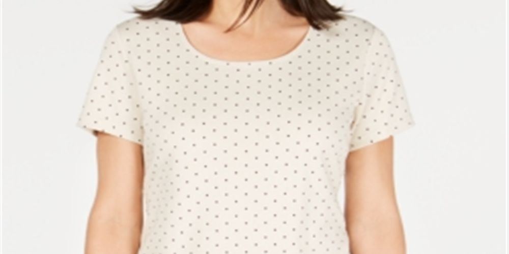 Camiseta feminina Karen Scott com decote redondo, marrom, tamanho extragrande