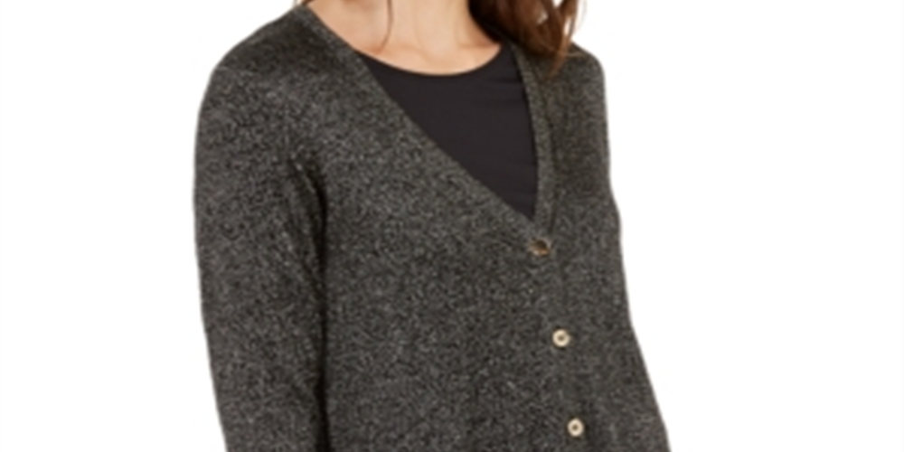 Cardigan Alfani Feminino Metálico Preto Tamanho Pequeno