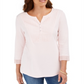 Karen Scott Top Henley Feminino Crochê com Acabamento Rosa Tamanho P