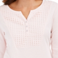 Karen Scott Top Henley Feminino Crochê com Acabamento Rosa Tamanho P