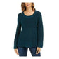 Suéter feminino texturizado com gola redonda e manga comprida, tamanho pequeno e grande, verde, estilo &amp; co