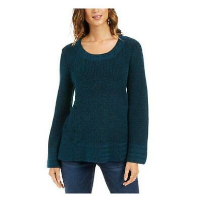 Suéter feminino texturizado com gola redonda e manga comprida, tamanho pequeno e grande, verde, estilo &amp; co