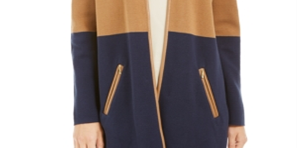 Cardigan feminino Charter Club Milano Cotton Colorblocked Azul Tamanho P