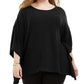 Alfani Plus Knit Cape Poncho Top Preto Tamanho 0X