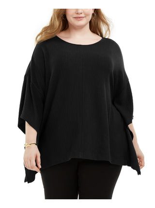 Alfani Plus Knit Cape Poncho Top Preto Tamanho 0X