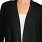 Cardigan feminino patchwork Charter Club, preto, tamanho pequeno, médio