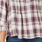 Blusa xadrez estilo camponês franzida feminina Style &amp; Co, roxa, tamanho P