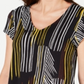Camiseta feminina estampada com decote em V da Alfani, preta, tamanho pequeno