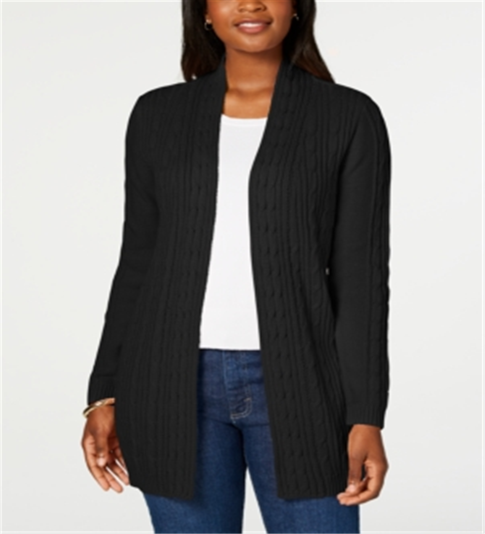 Karen Scott Cardigan Feminino de Tricô Preto Tamanho Médio