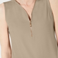 Blusa feminina sem mangas com zíper JM Collection, marrom, tamanho médio