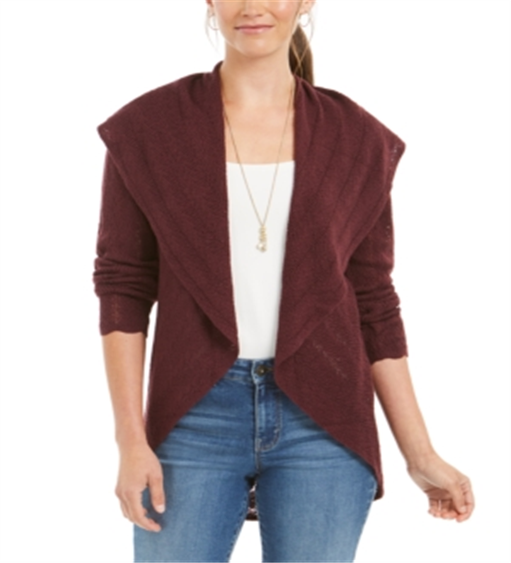Cardigan Pointelle Feminino Estilo &amp; Co Roxo Tamanho Grande
