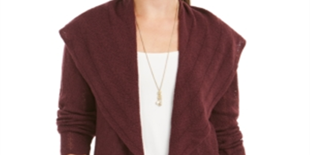 Cardigan Pointelle Feminino Estilo &amp; Co Roxo Tamanho Grande