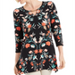 Blusa feminina estampada com bainha de lenço JM Collection - Floral preto - Tamanho pequeno