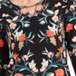 Blusa feminina estampada com bainha de lenço JM Collection - Floral preto - Tamanho pequeno