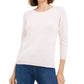 Suéter feminino Maison Jules com gola redonda e manga 3/4 canelada, rosa, tamanho extragrande