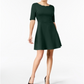 Vestido Monteau Feminino com Decote Recortado e Ajuste Flare, Verde, Tamanho Pequeno XS