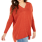 Suéter túnica feminino com decote em V estilo &amp; co, laranja, tamanho pequeno