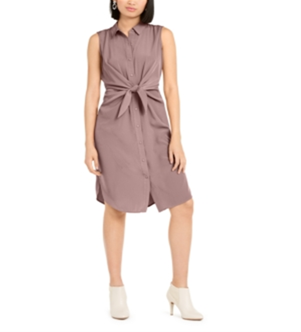Vestido-camisa feminino Alfani com amarração frontal, rosa, tamanho 6, pequeno