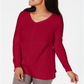 Suéter feminino Karen Scott de algodão com pontos mistos, vermelho, tamanho XX-G