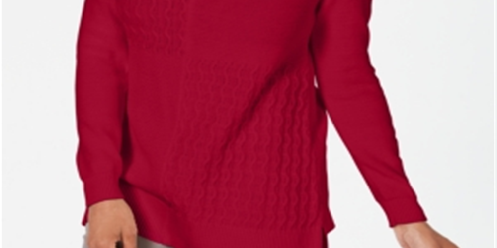 Suéter feminino Karen Scott de algodão com pontos mistos, vermelho, tamanho XX-G