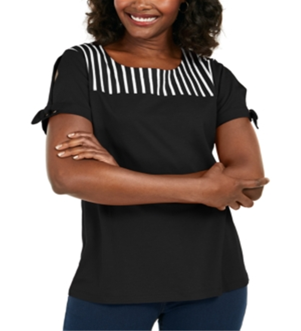 Karen Scott Top Listrado Feminino Preto Tamanho P