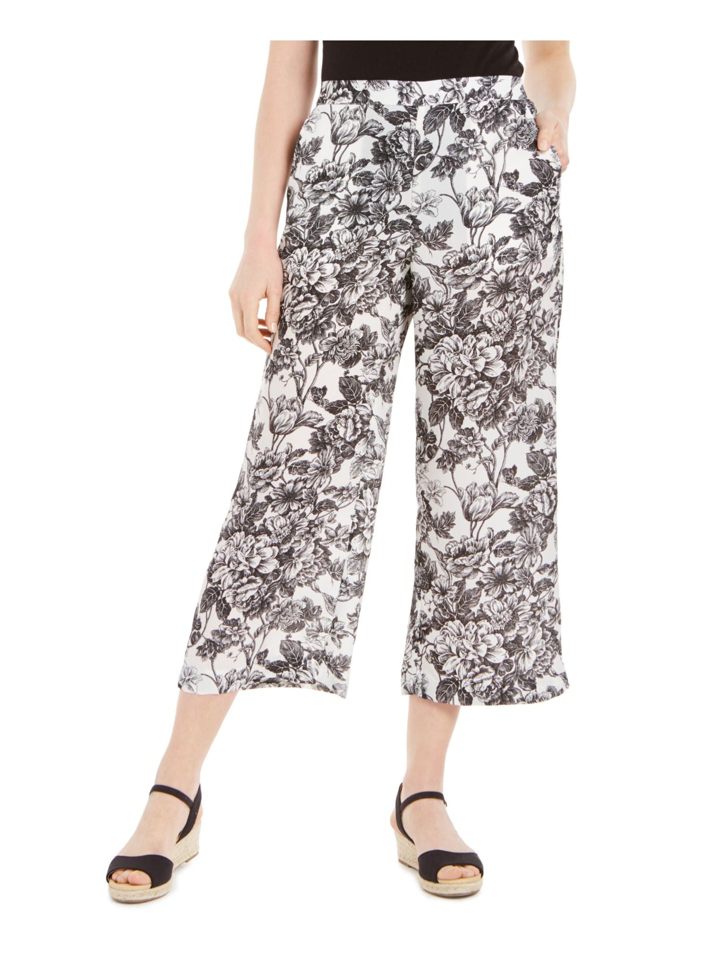 Calça Capri Feminina Charter Club Estampa Floral Branca Tamanho X-G