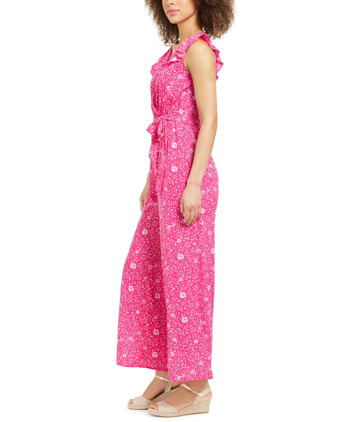 Macacão feminino com cinto estampado Charter Club, rosa, tamanho 4