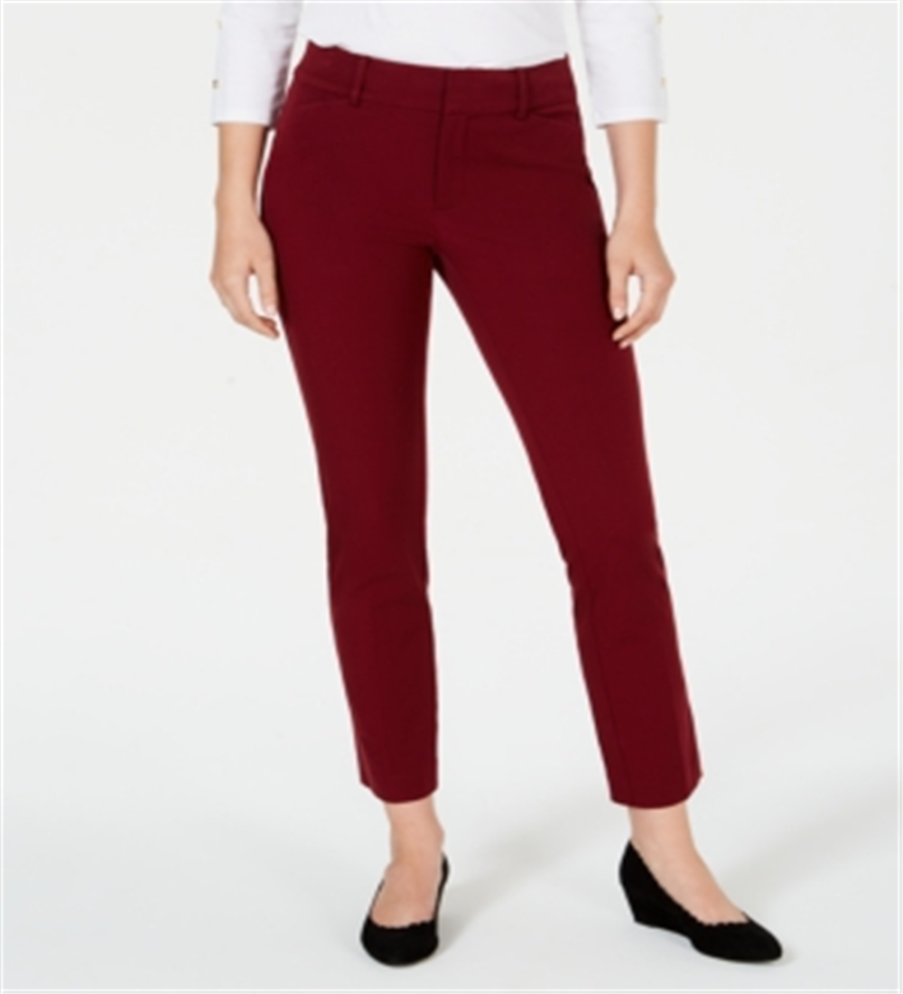 Calça feminina Charter Club Solid Newport Slim Leg Vermelha Tamanho 10 Petite