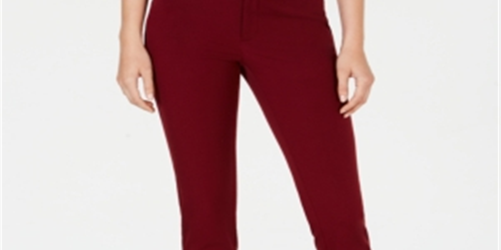 Calça feminina Charter Club Solid Newport Slim Leg Vermelha Tamanho 10 Petite