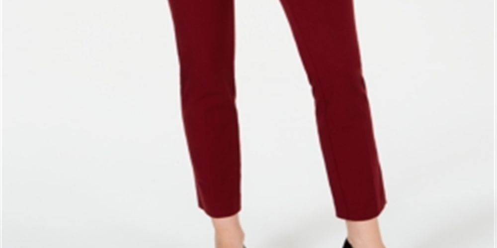 Calça feminina Charter Club Solid Newport Slim Leg Vermelha Tamanho 10 Petite