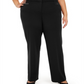 Calça feminina plus size com controle de barriga e curvas JM Collection, preta, tamanho pequeno