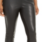 Leggings femininas Thalia Sodi com frente em couro sintético, pretas, tamanho pequeno