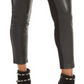 Leggings femininas Thalia Sodi com frente em couro sintético, pretas, tamanho pequeno