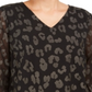 Top feminino com estampa de animal e bolinhas JM Collection, preto, tamanho pequeno