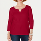 Blusa feminina Karen Scott manga três quartos vermelha tamanho X-S