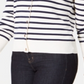 Cardigan feminino listrado com fecho de alavanca Charter Club, branco - listras azul-marinho, tamanho pequeno P