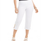 Calça Capri Feminina JM Collection com Punho Enfeitado, Branca, Tamanho XX-G
