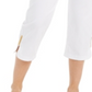 Calça Capri Feminina JM Collection com Punho Enfeitado, Branca, Tamanho XX-G