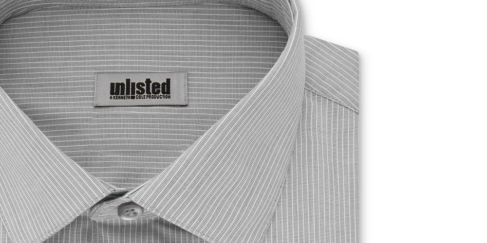 Camisa social masculina Kenneth Cole com gola listrada e ajuste clássico, não passável, cinza, tamanho 18,5 x 34 x 35